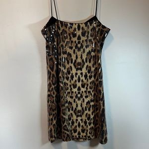 Cheetah Print Sequence Mini Dres